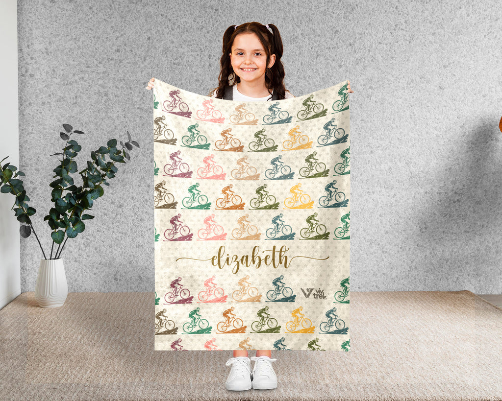 Personalized Cycling Blanket Custom Name Bike Lover Throw Gift