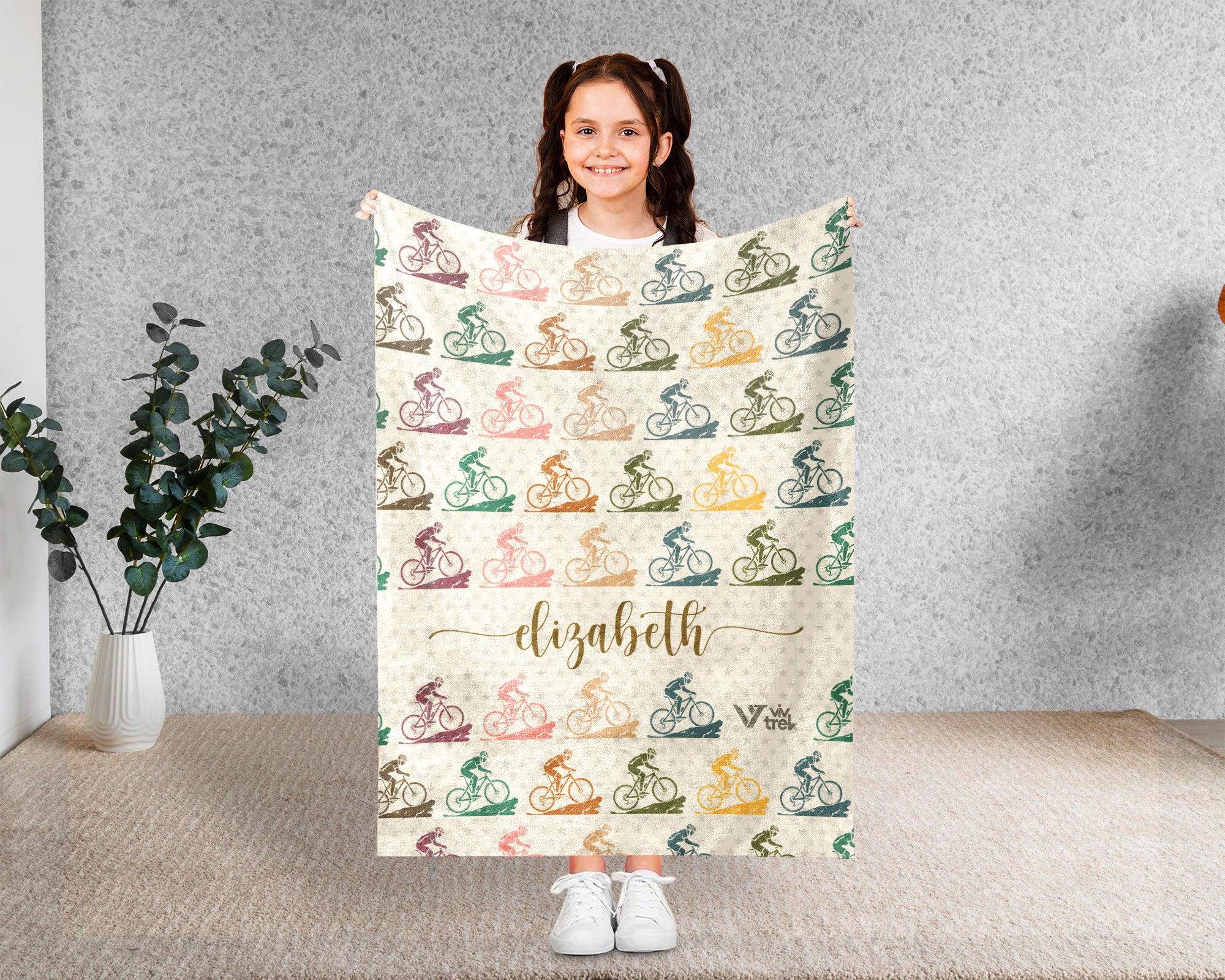 Personalized Cycling Blanket Custom Name Bike Lover Throw Gift