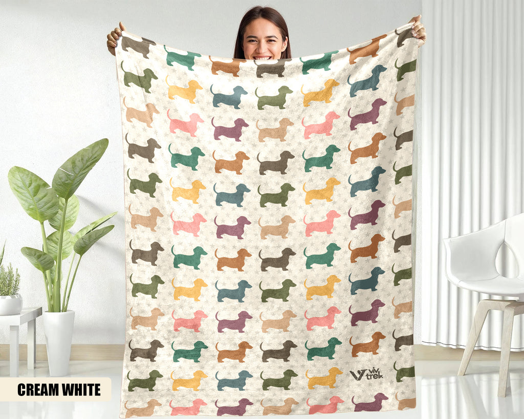 Dachshund Dog Blanket, Vintage Retro Throw, Cozy Gift for Pet & Dog Lovers