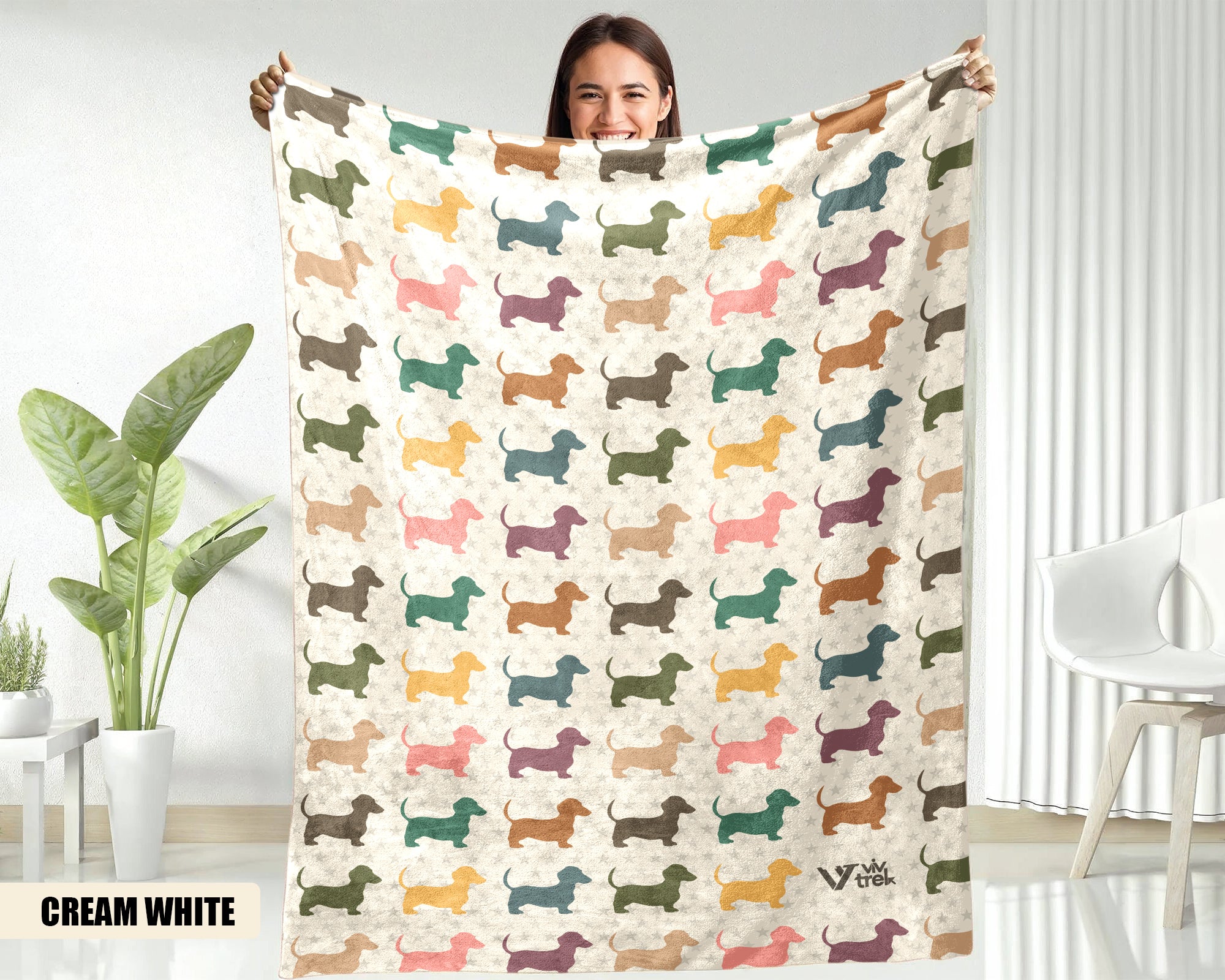 Dachshund Dog Blanket, Vintage Retro Throw, Cozy Gift for Pet & Dog Lovers