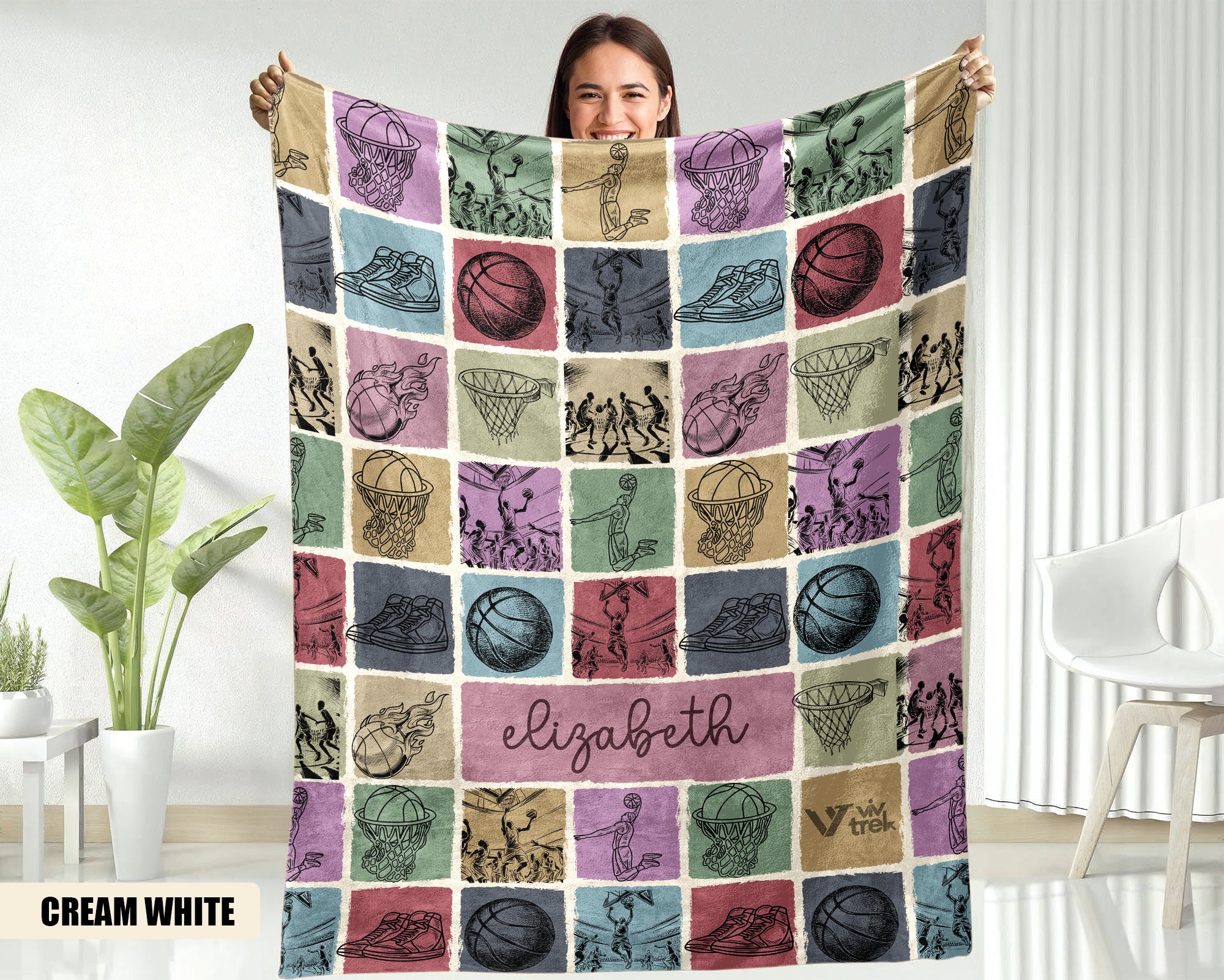 Custom Basketball Blanket - Personalized Name Throw, Cozy Sports Gift Under $50