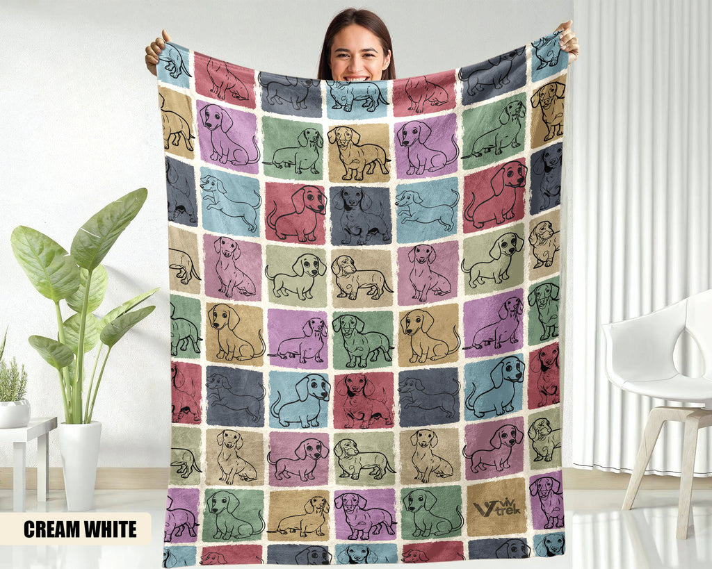 Vintage Dachshund Blanket, Cozy Retro Dog Throw, Unique Gift for Pet Lovers