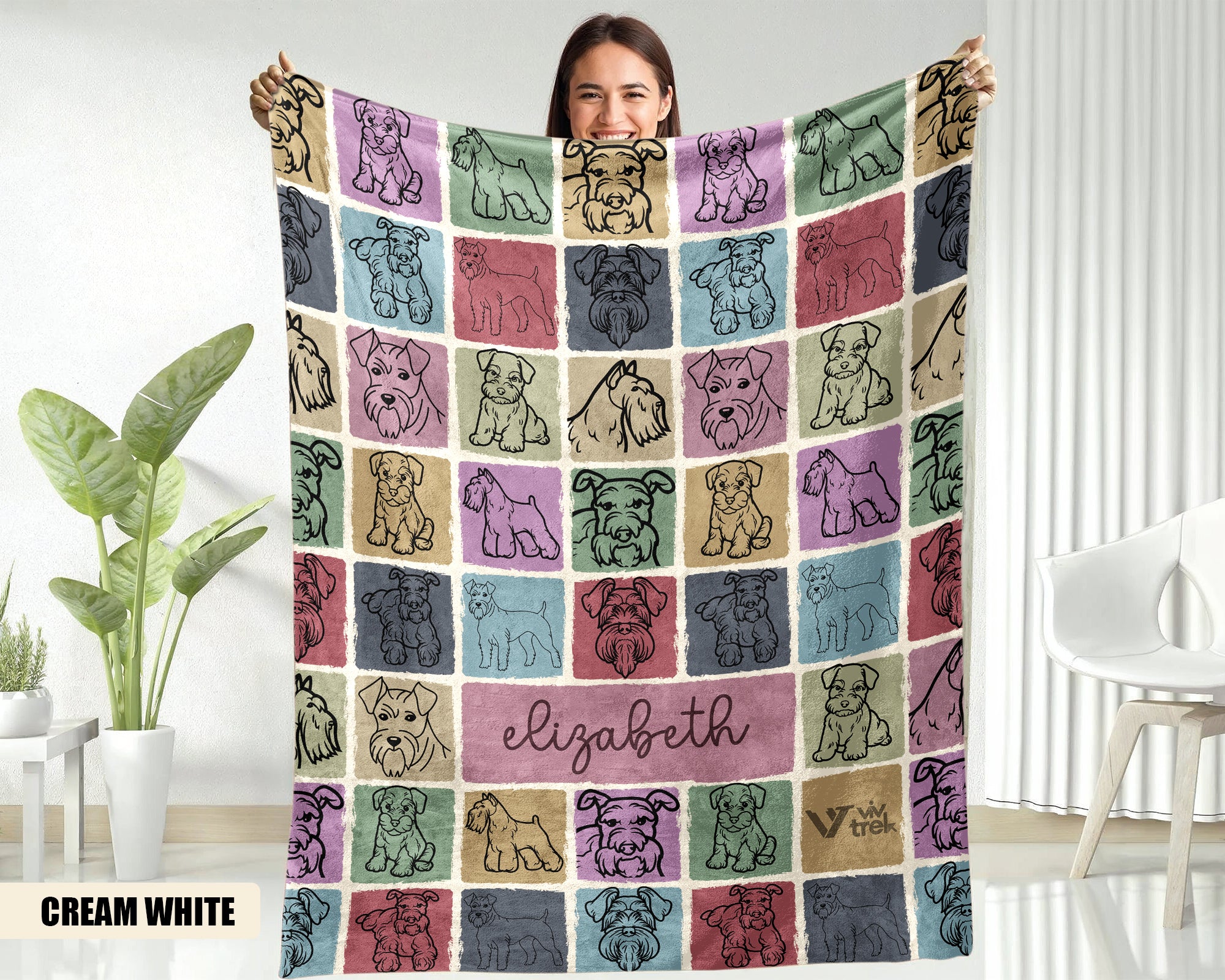 Custom Miniature Schnauzer Blanket - Personalized Name Throw, Cozy Gift Under $50