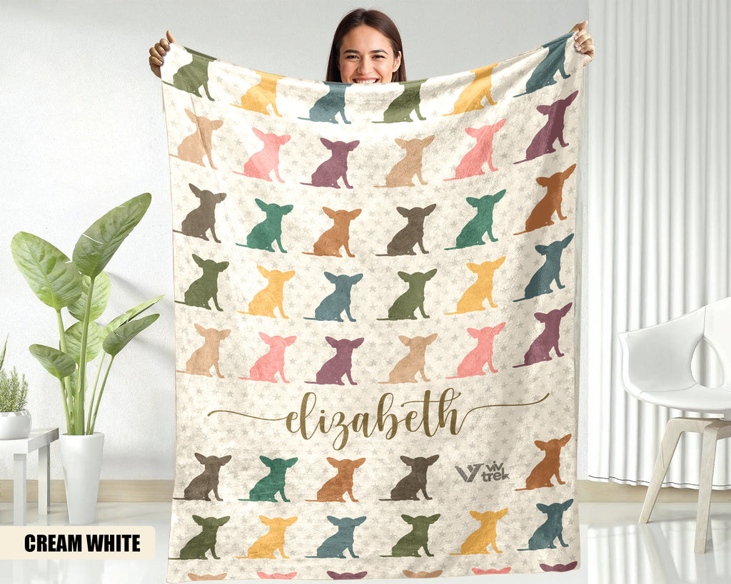 Custom Chihuahua Dog Blanket - Personalized Name Throw, Cozy Gift Under $50