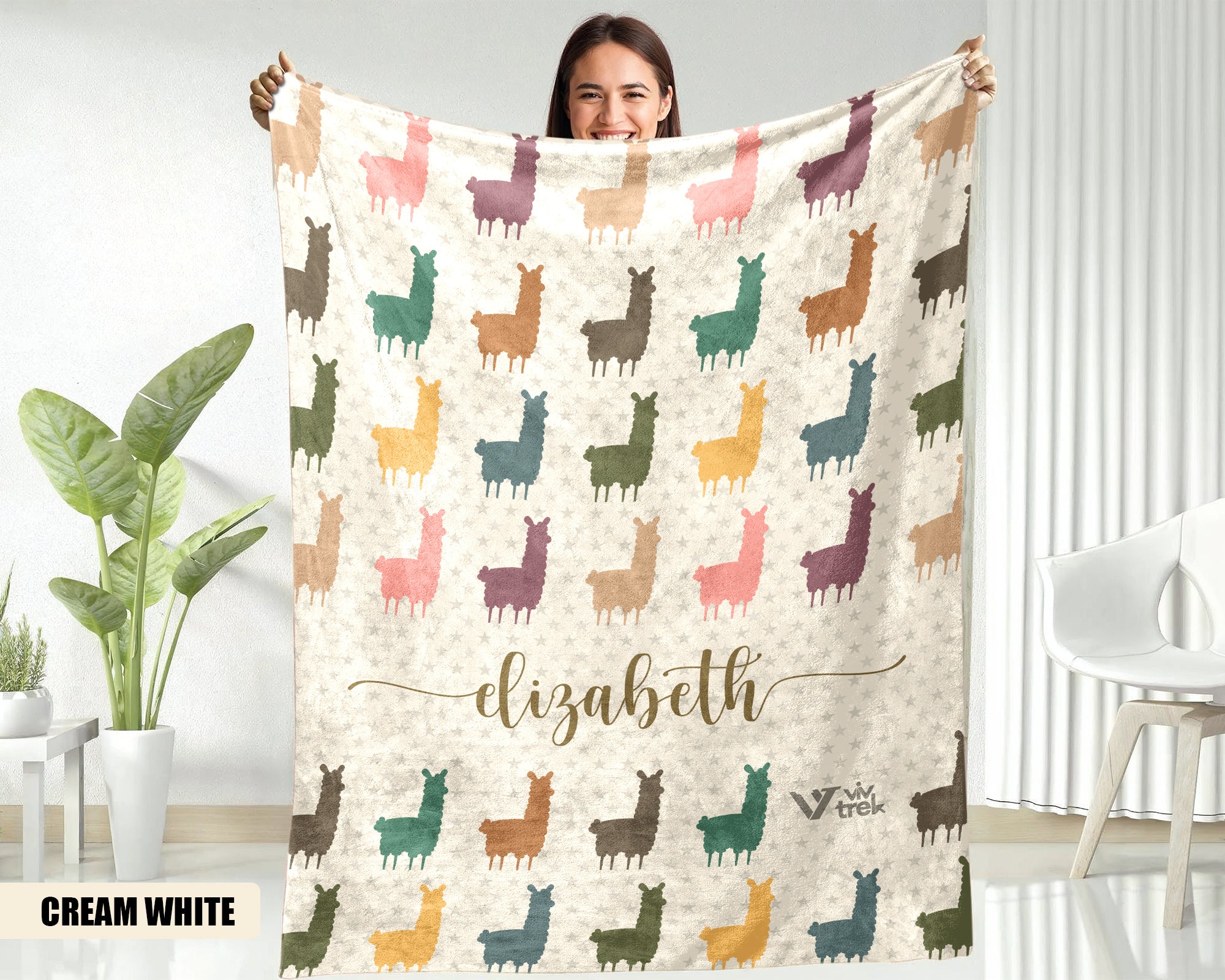 Personalized Llama Blanket - Custom Name Throw, Cozy Alpaca Gift Under $50
