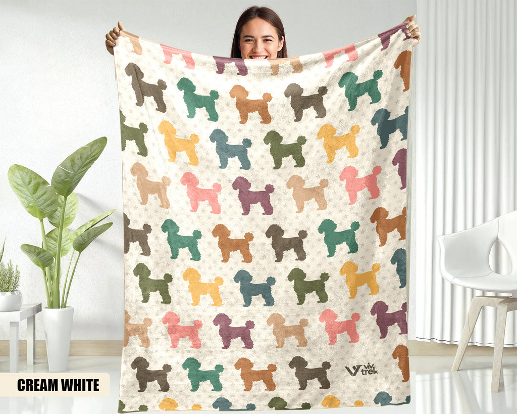 Retro Poodle Dog Blanket, Cozy Vintage Throw, Unique Gift for Dog Lovers Home