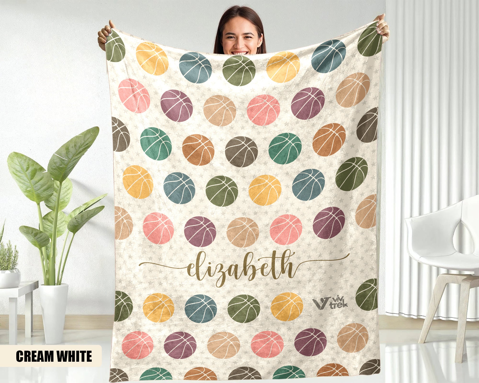 Custom Basketball Blanket - Personalized Name Throw, Vintage Sports Gift Under $50