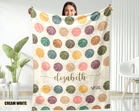 Custom Basketball Blanket - Personalized Name Throw, Vintage Sports Gift Under $50