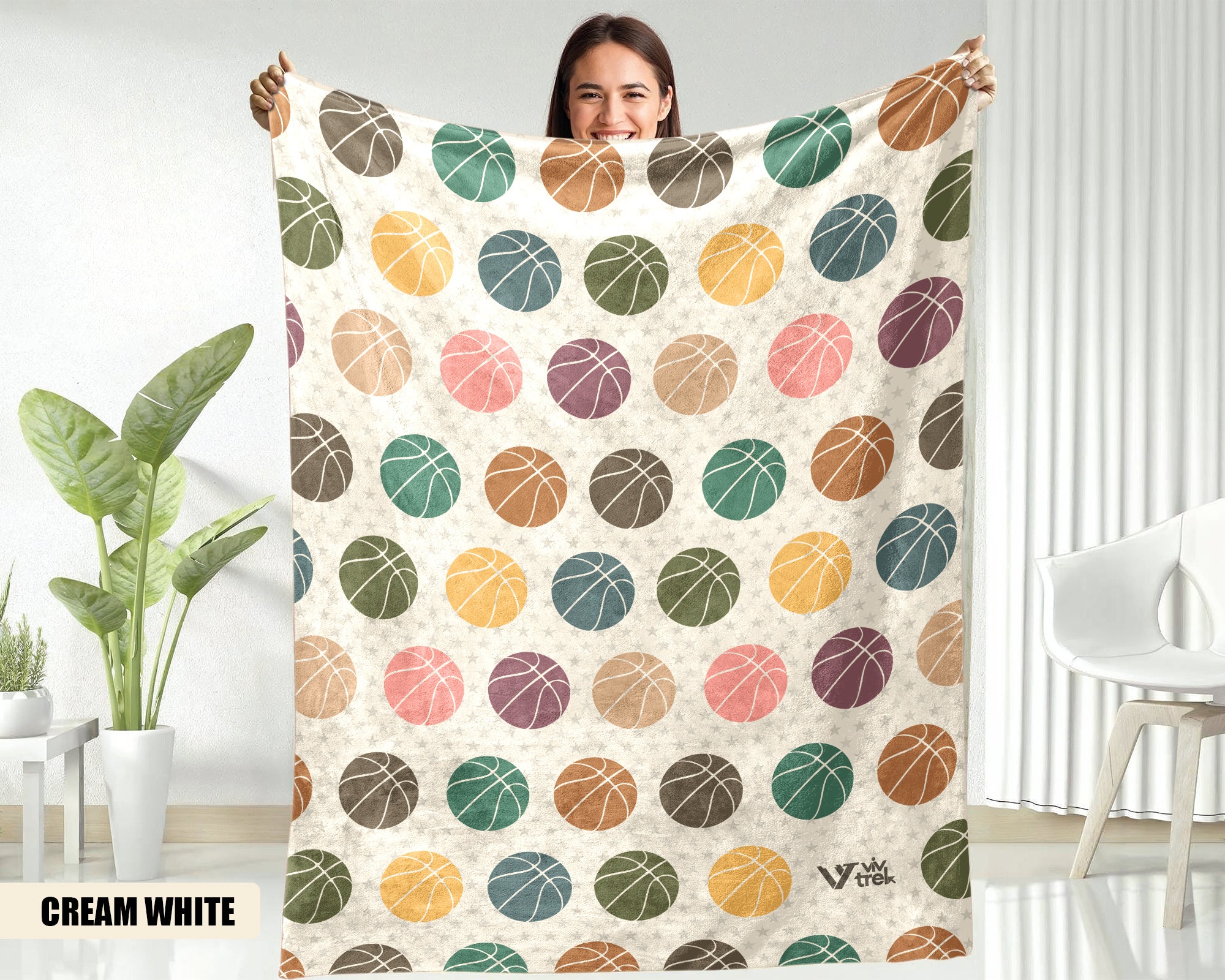 Basketball Lover Blanket - Vintage Sports Gift, Retro Throw Under $50