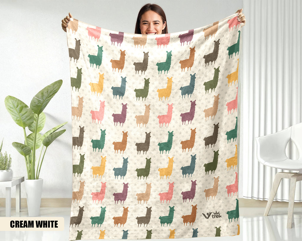 Llama Blanket - Cozy Alpaca Lover Throw, Vintage Animal Gift Under $50
