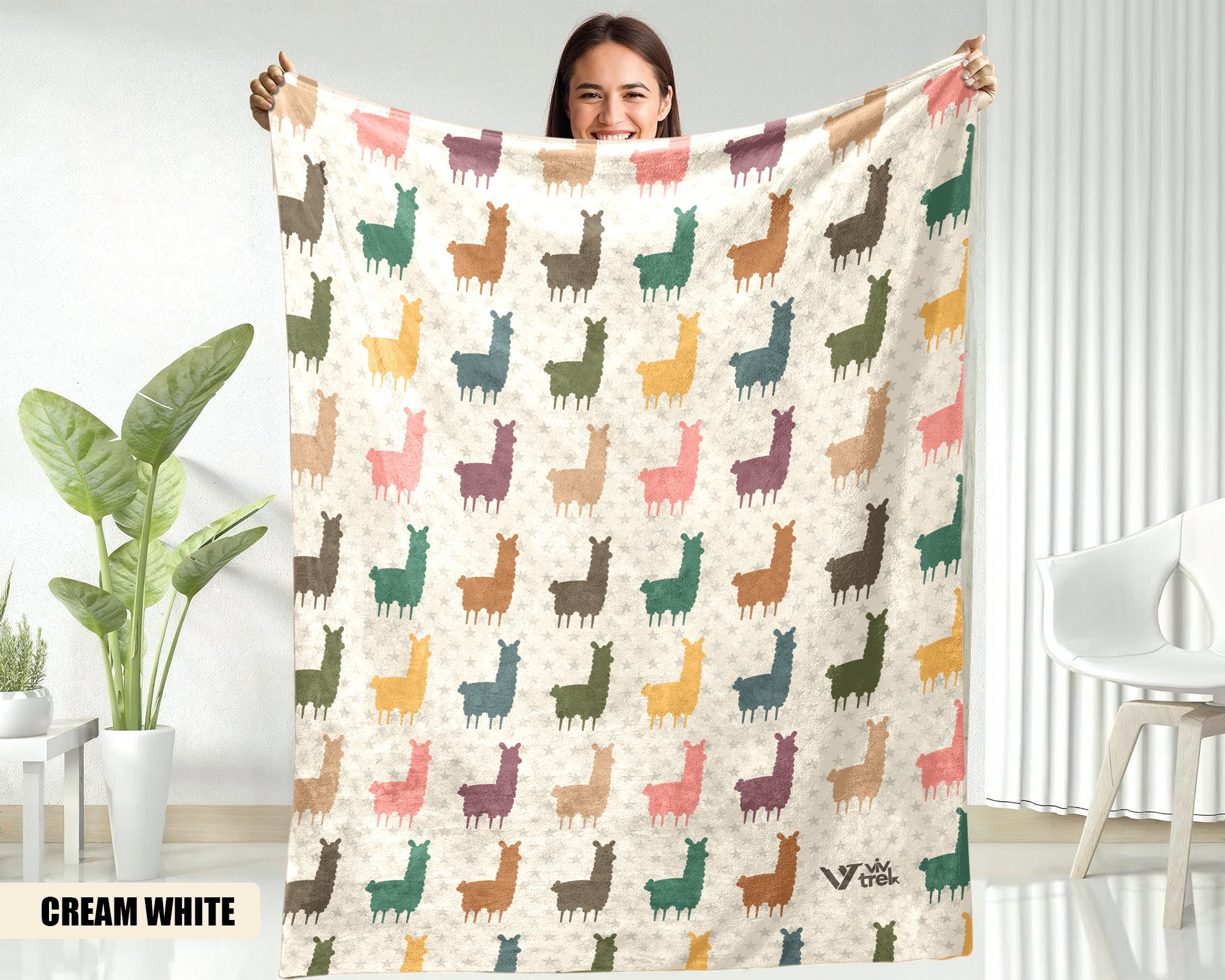Llama Blanket - Cozy Alpaca Lover Throw, Vintage Animal Gift Under $50