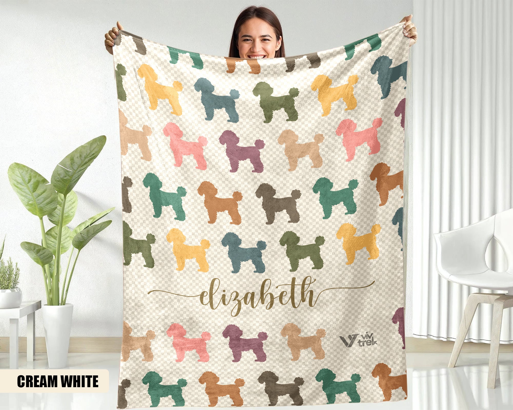 Custom Poodle Dog Blanket, Vintage Personalized Throw, Unique Gift for Dog Lovers