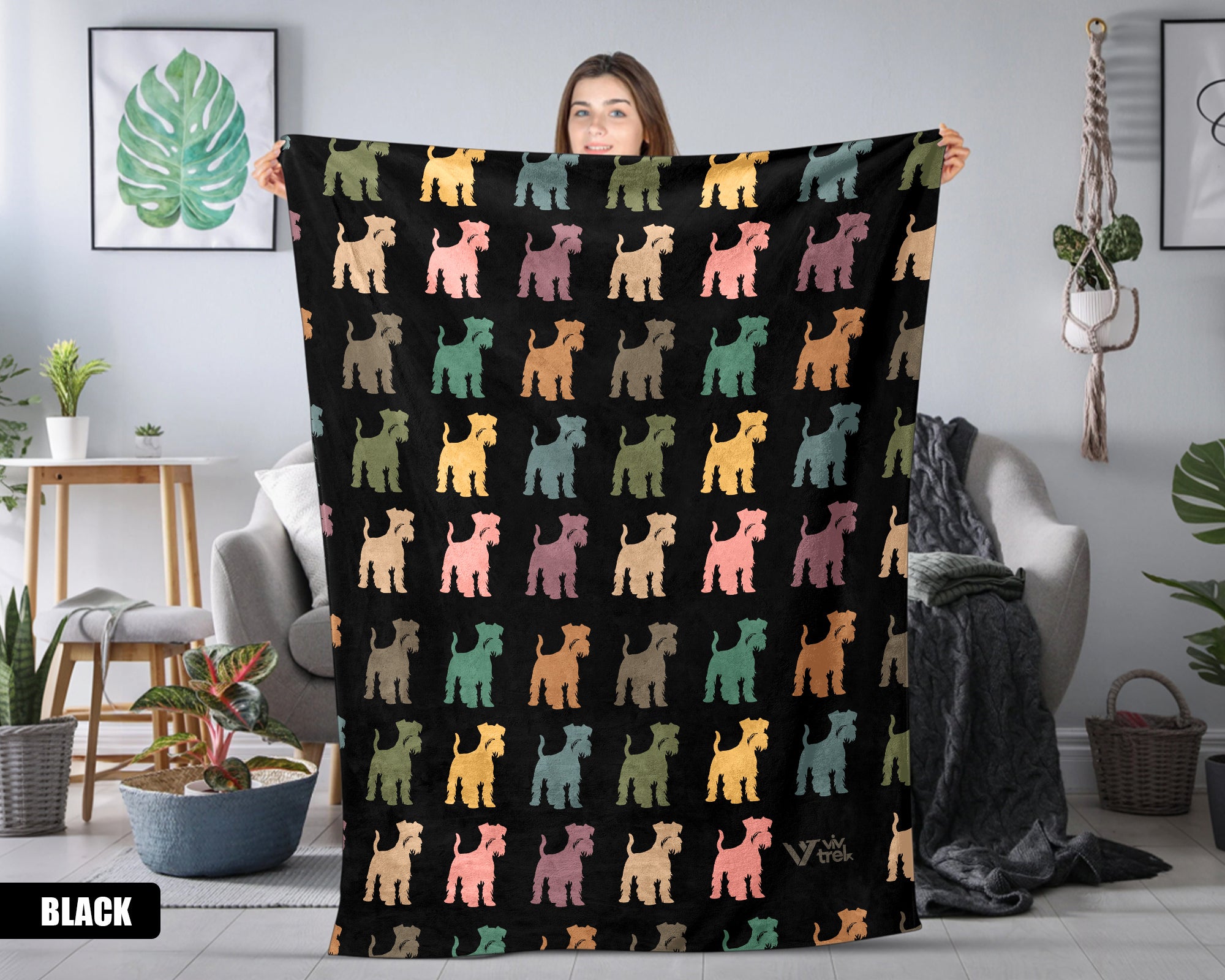 Miniature Schnauzer Dog Blanket - Vintage Pet Lover Throw, Cozy Gift Under $50