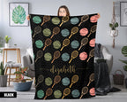 Retro Personalized Tennis Blanket, Custom Name Cozy Gift for Players
