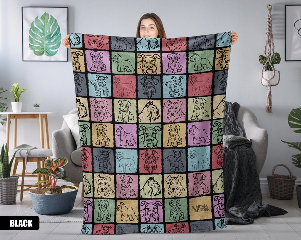 Miniature Schnauzer Dog Blanket - Vintage Dog Lover Throw, Cozy Gift Under $50