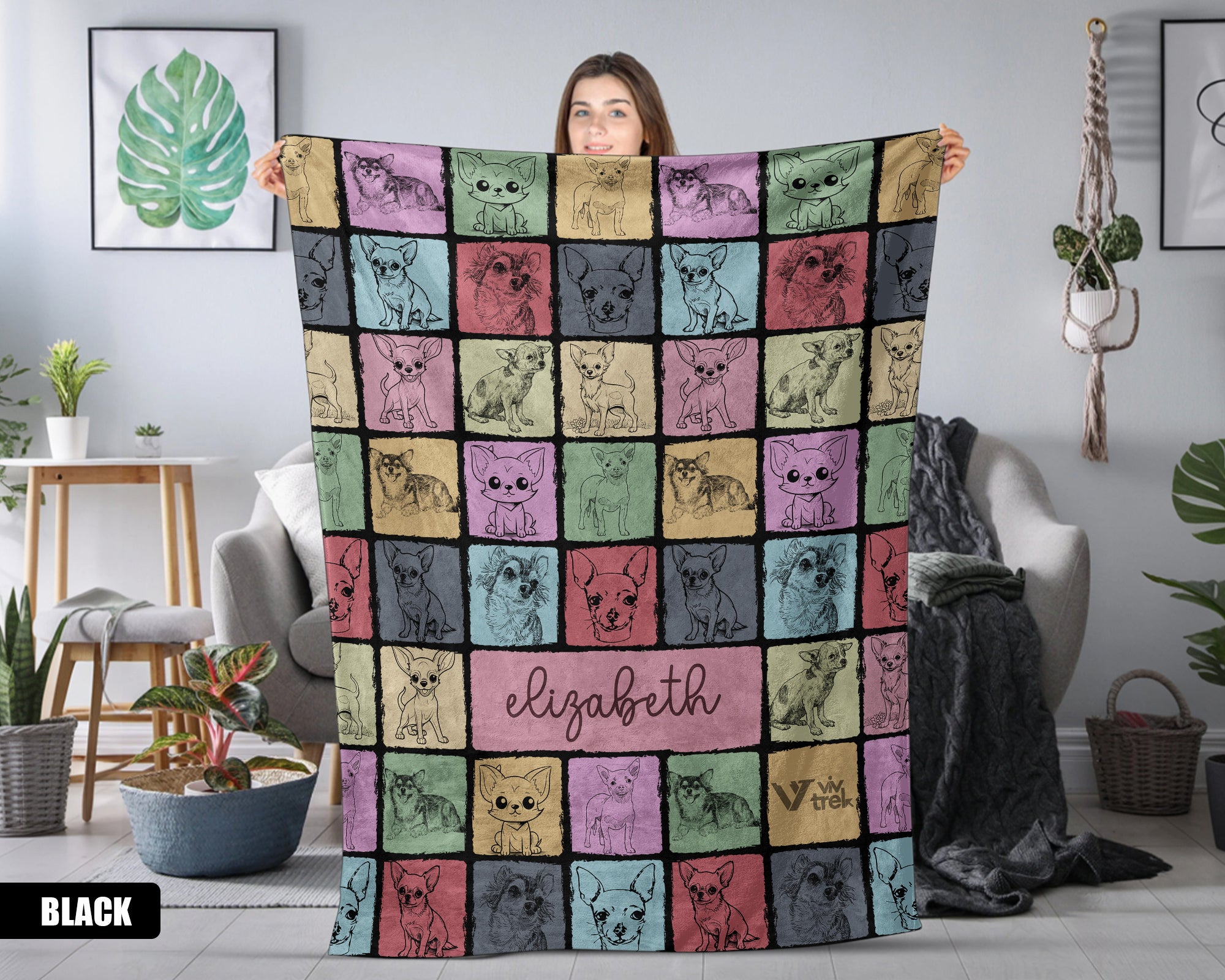 Custom Chihuahua Dog Blanket - Personalized Name Throw, Cozy Gift Under $50