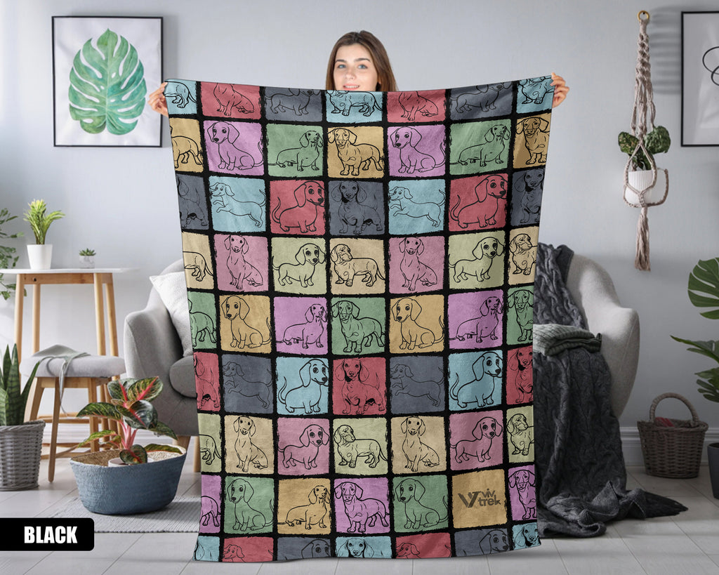 Vintage Dachshund Blanket, Cozy Retro Dog Throw, Unique Gift for Pet Lovers