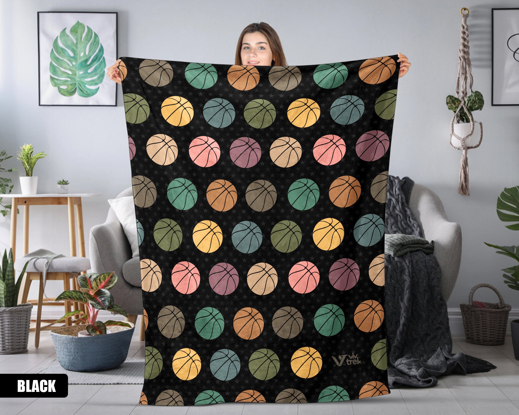 Basketball Lover Blanket - Vintage Sports Gift, Retro Throw Under $50