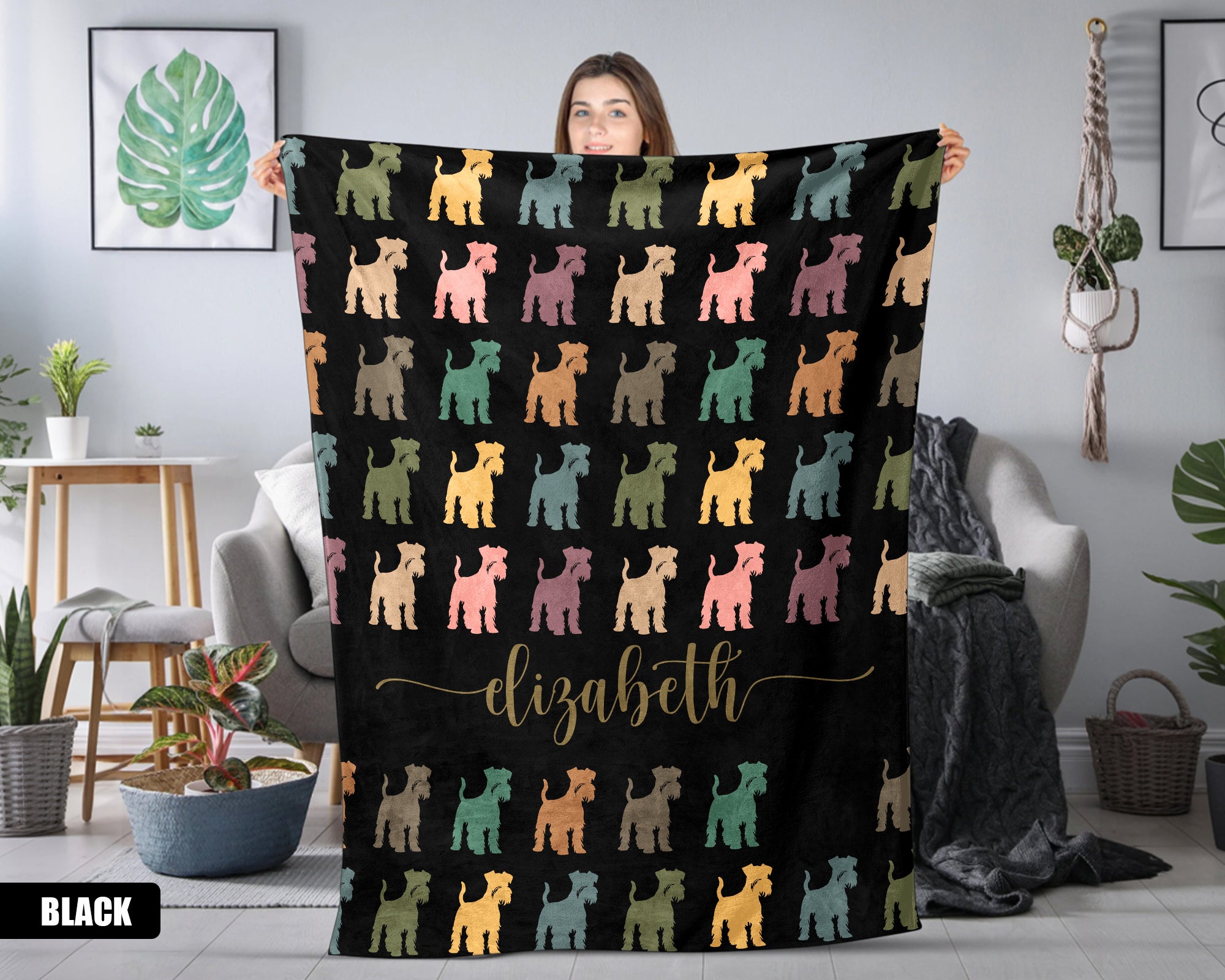 Custom Miniature Schnauzer Blanket - Personalized Name Throw, Cozy Gift Under $50