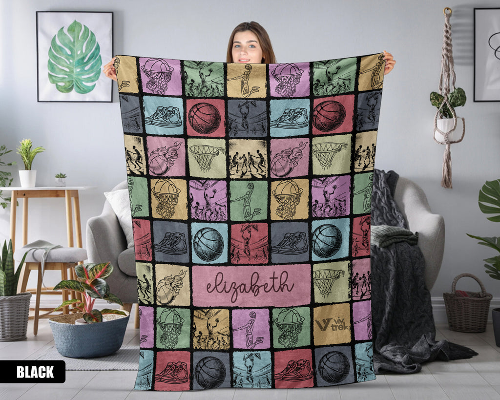 Custom Basketball Blanket - Personalized Name Throw, Cozy Sports Gift Under $50