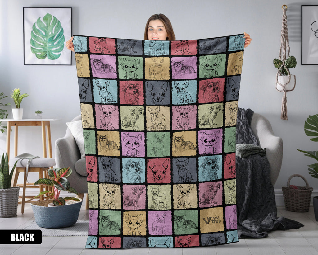 Chihuahua Dog Gift Blanket - Vintage Dog Lover Throw, Cozy Fleece Under $50