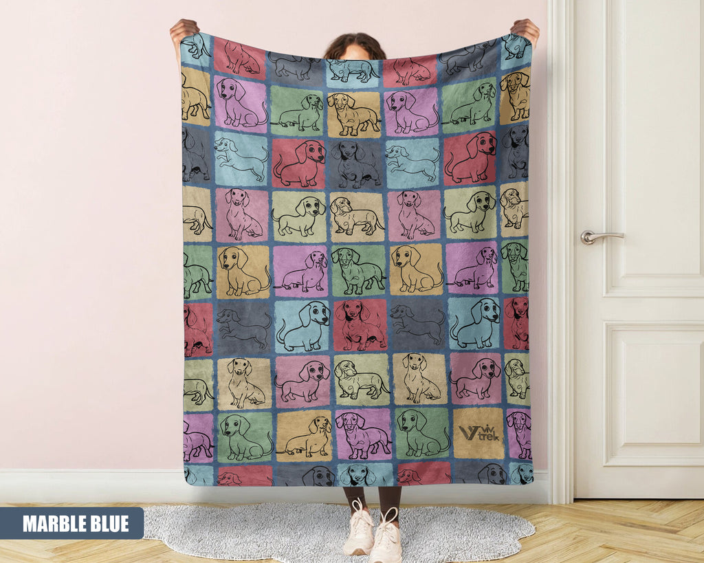 Vintage Dachshund Blanket, Cozy Retro Dog Throw, Unique Gift for Pet Lovers