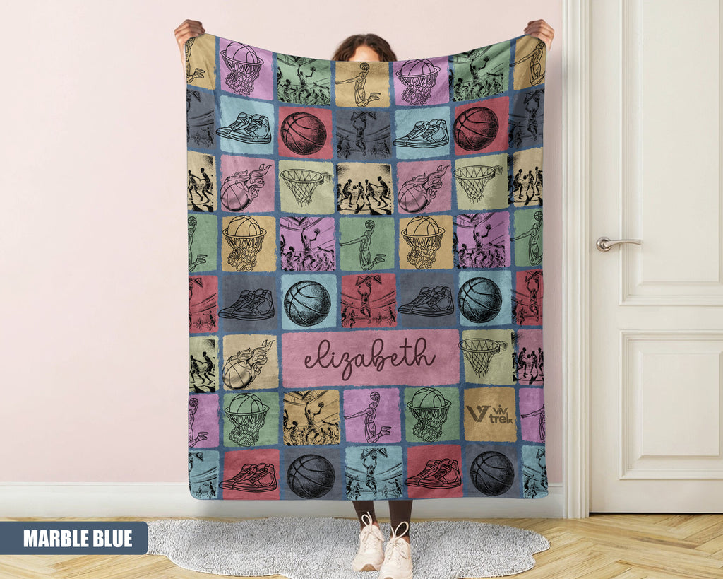 Custom Basketball Blanket - Personalized Name Throw, Cozy Sports Gift Under $50
