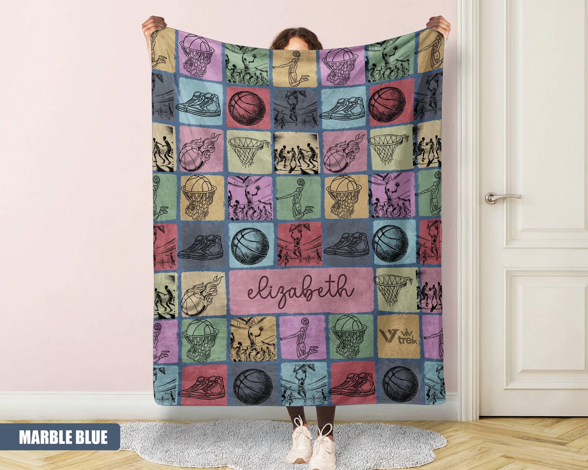 Custom Basketball Blanket - Personalized Name Throw, Cozy Sports Gift Under $50