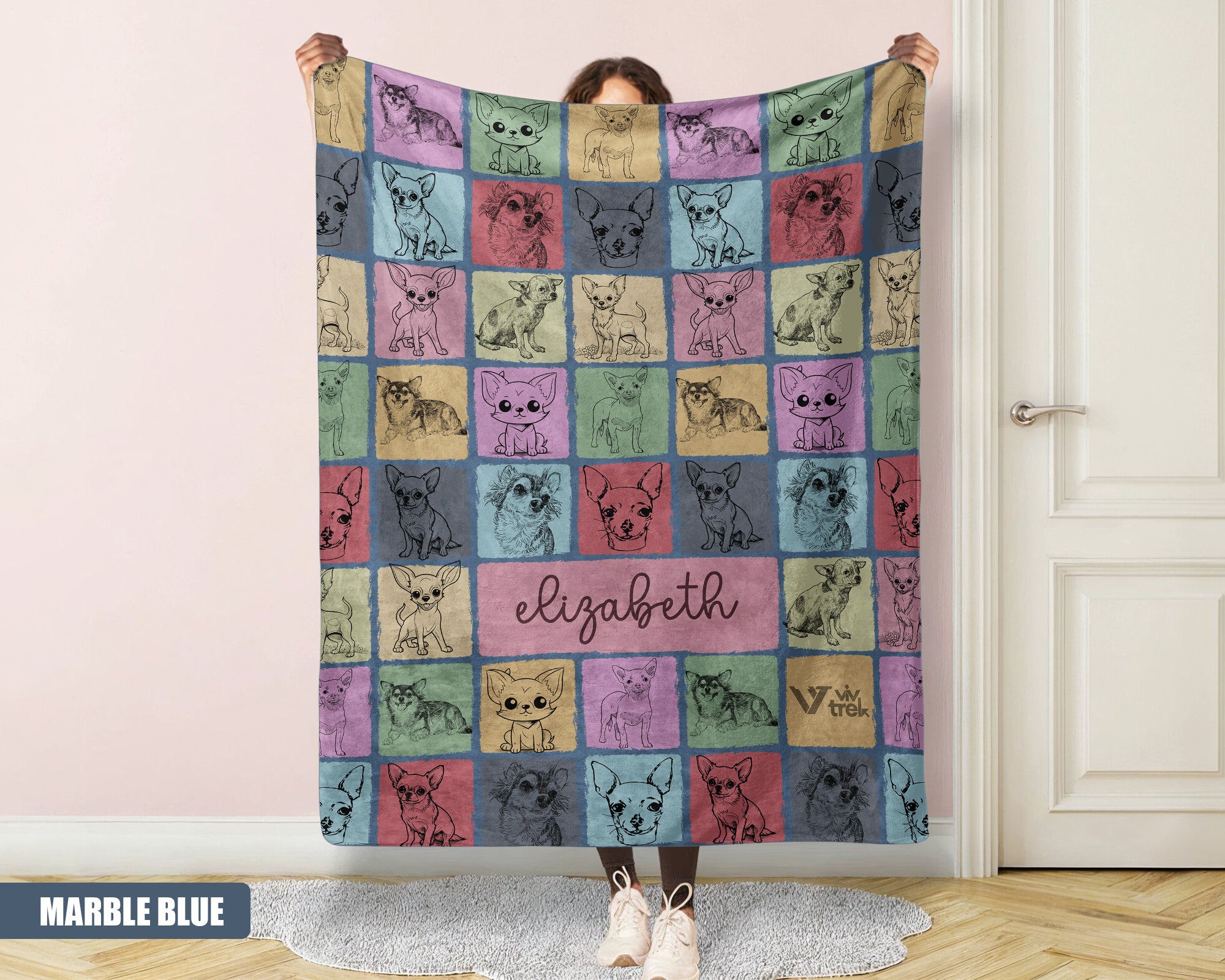 Custom Chihuahua Dog Blanket - Personalized Name Throw, Cozy Gift Under $50