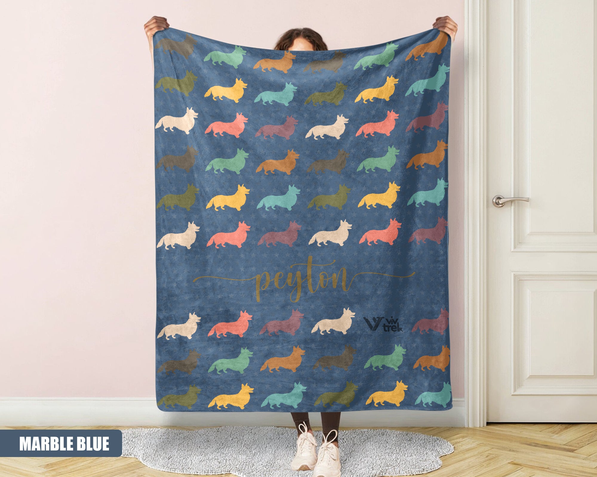 Custom Corgi Dog Blanket - Personalized Name Throw, Cozy Gift Under $50