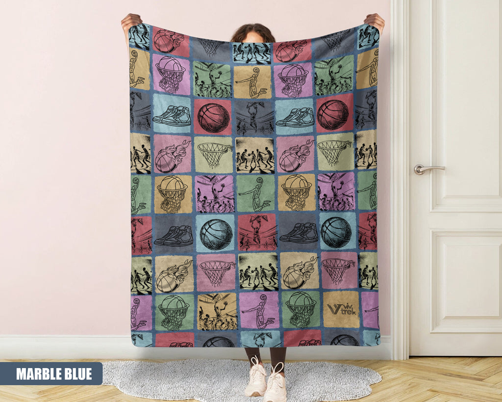 Basketball Lover Blanket - Vintage Sports Gift, Retro Throw Under $50