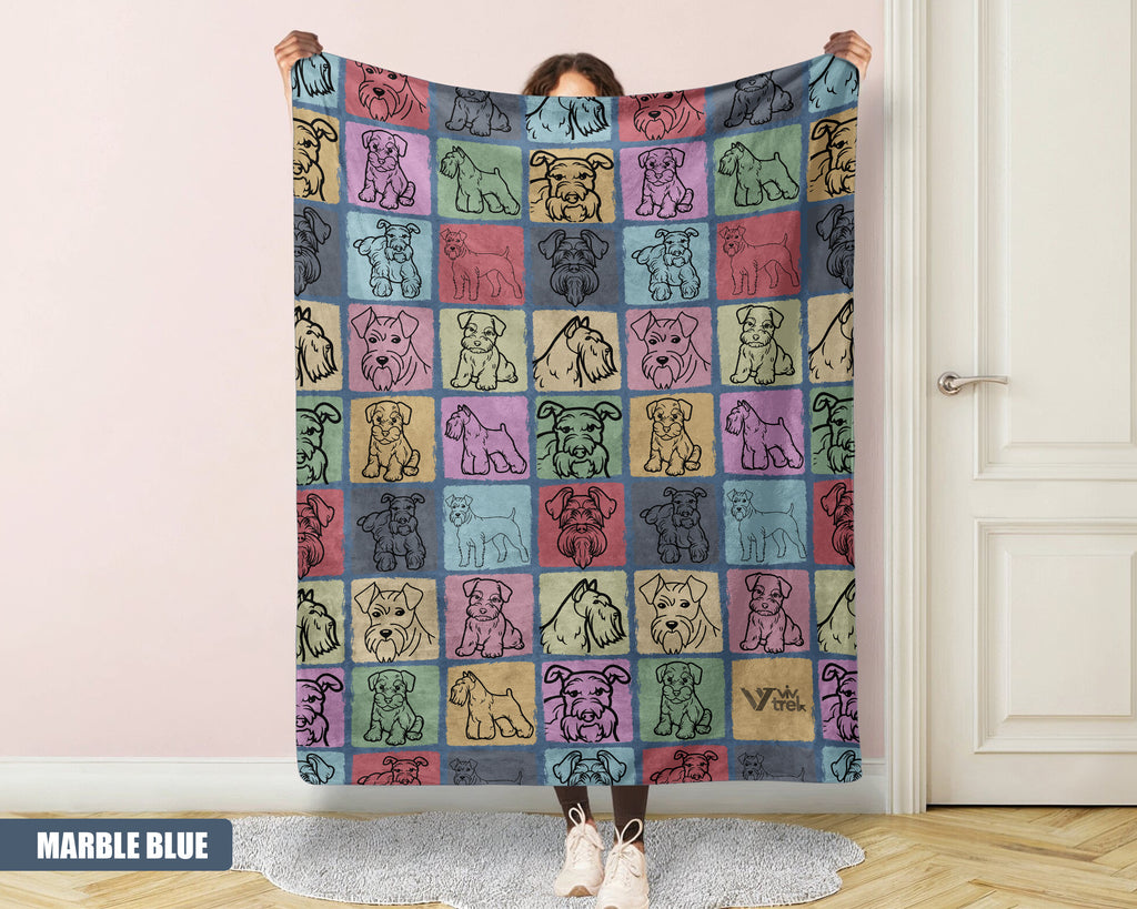 Miniature Schnauzer Dog Blanket - Vintage Dog Lover Throw, Cozy Gift Under $50