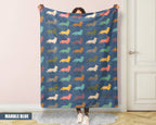 Retro Corgi Dog Blanket, Cozy Fleece Throw Gift for Corgi Lovers & Pet Owners