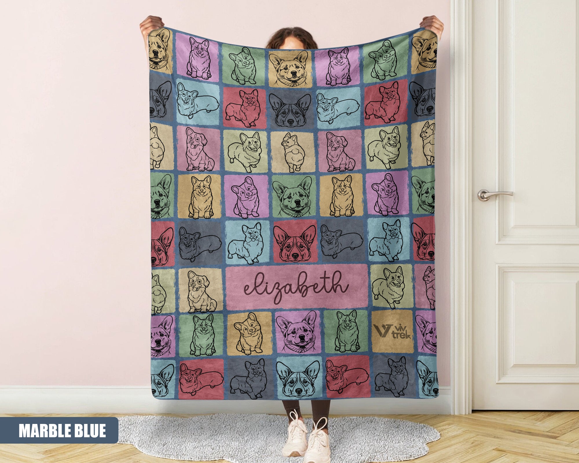 Personalized Corgi Dog Blanket - Custom Name Throw, Cozy Gift Under $50