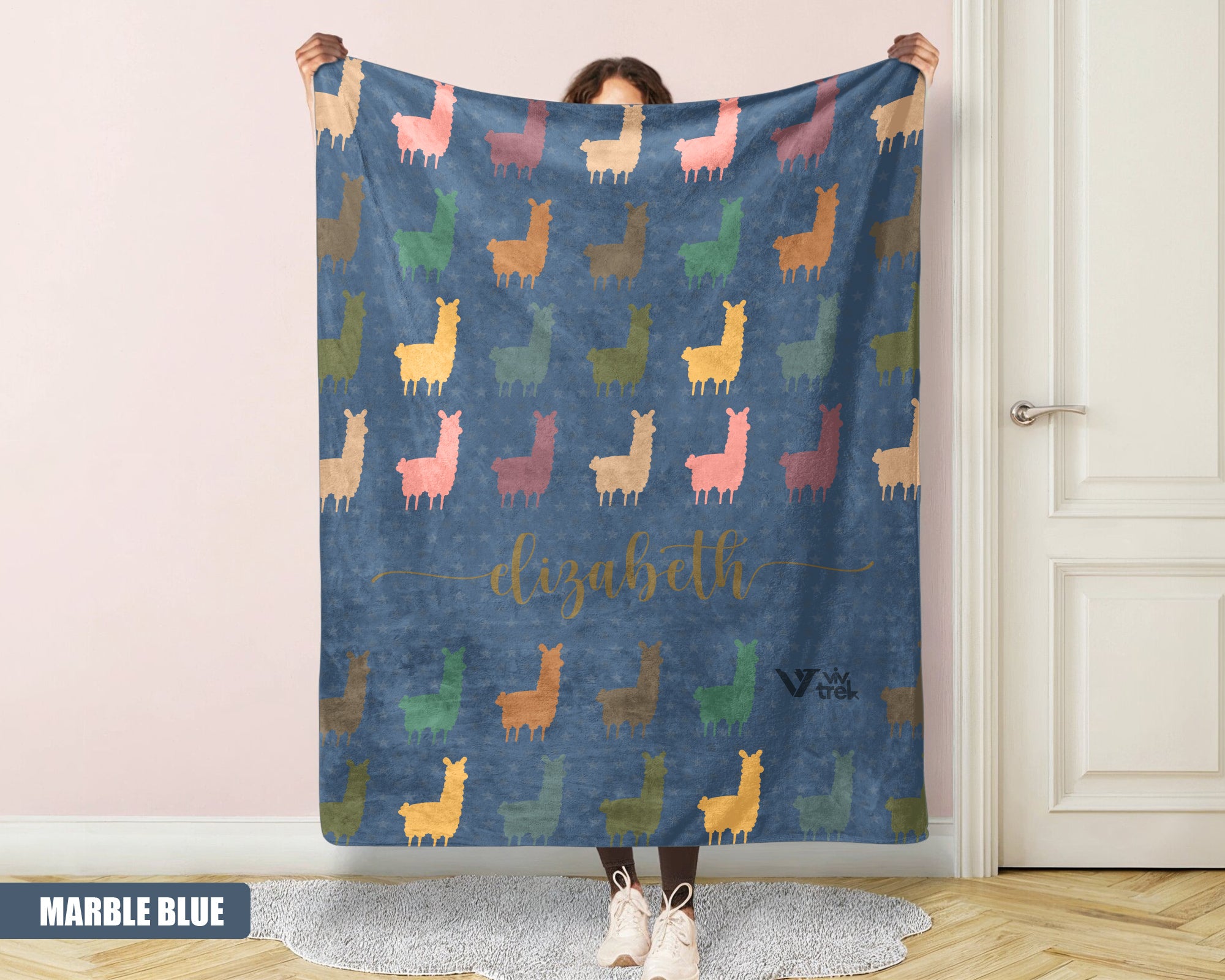 Personalized Llama Blanket - Custom Name Throw, Cozy Alpaca Gift Under $50