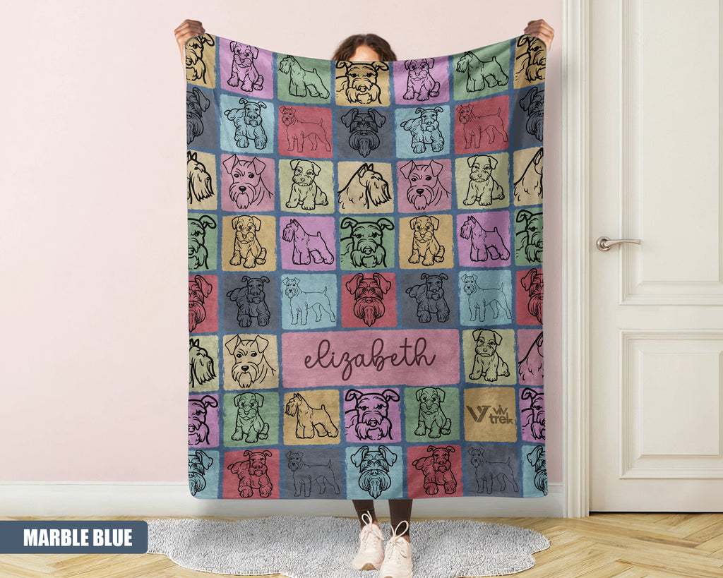 Custom Miniature Schnauzer Blanket - Personalized Name Throw, Cozy Gift Under $50