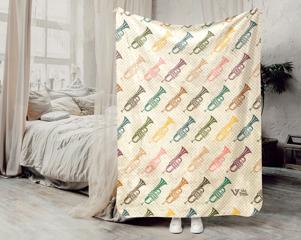 Retro Trumpet Lover Blanket – Cozy Throw for Musicians