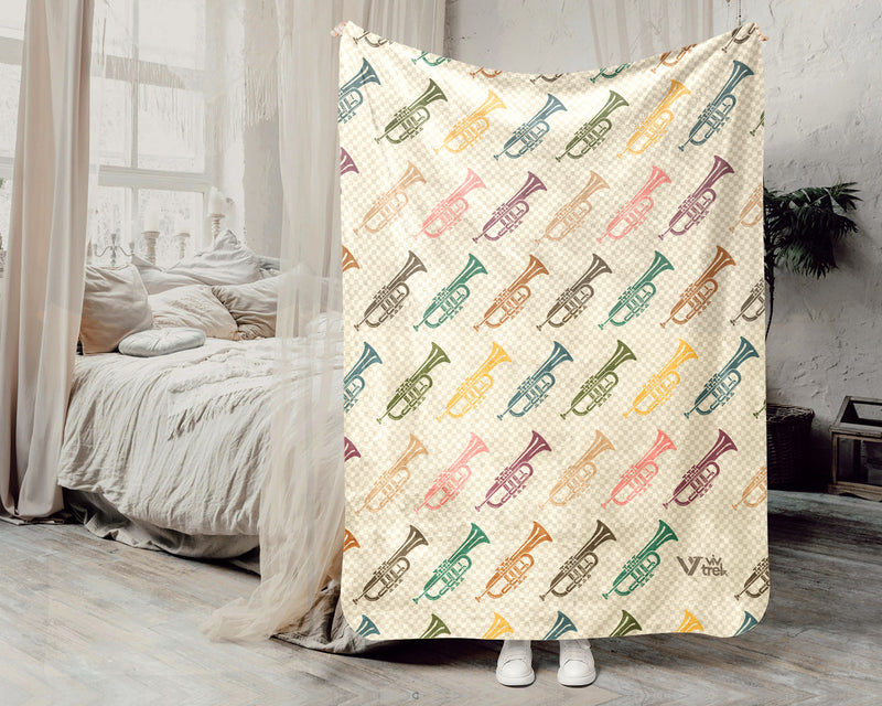 Retro Trumpet Lover Blanket – Cozy Throw for Musicians