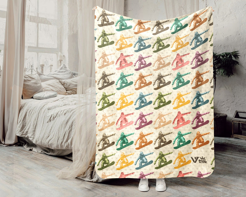 Vintage Snowboarding Blanket – Cozy Throw for Winter Sports Lovers
