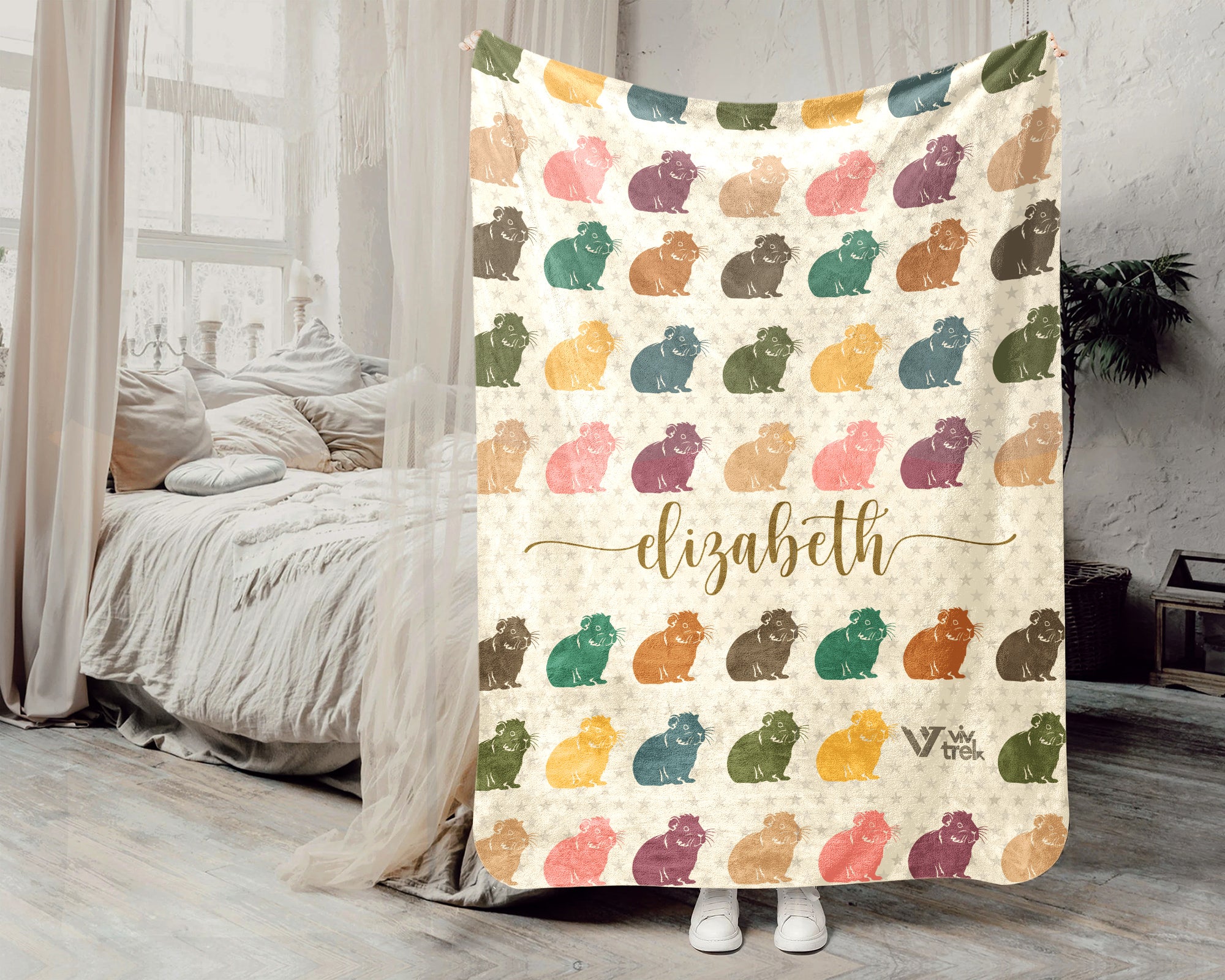 Personalized Guinea Pig Blanket Custom Name Cozy Retro Pet Lover Throw