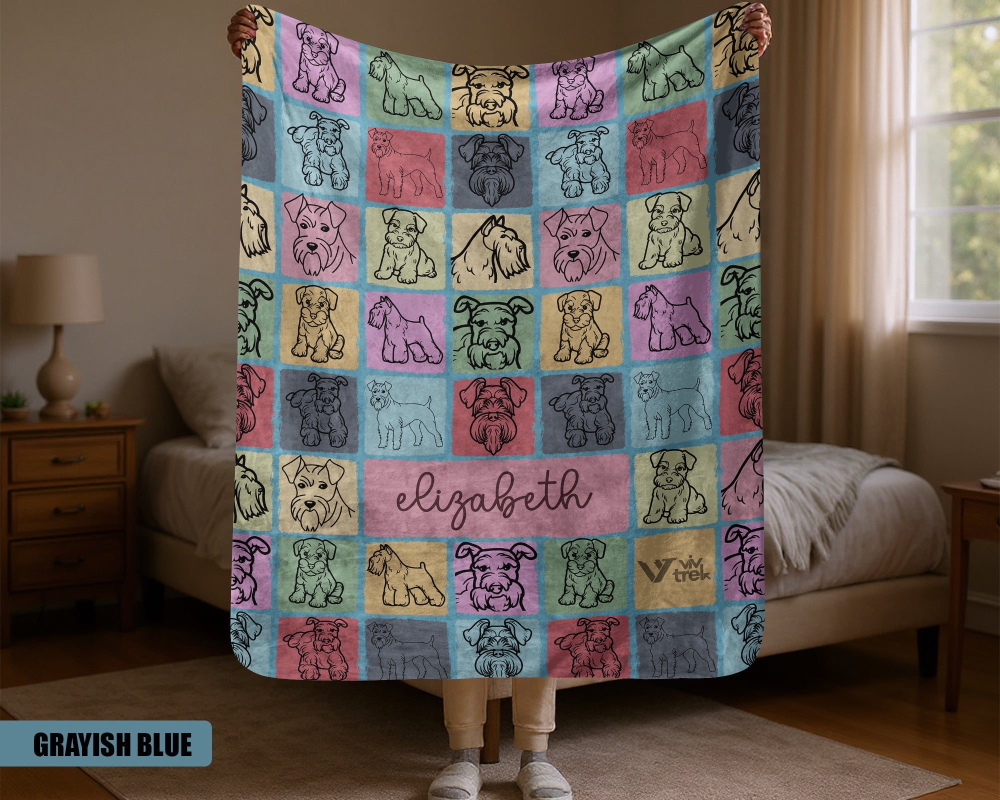 Custom Miniature Schnauzer Blanket - Personalized Name Throw, Cozy Gift Under $50