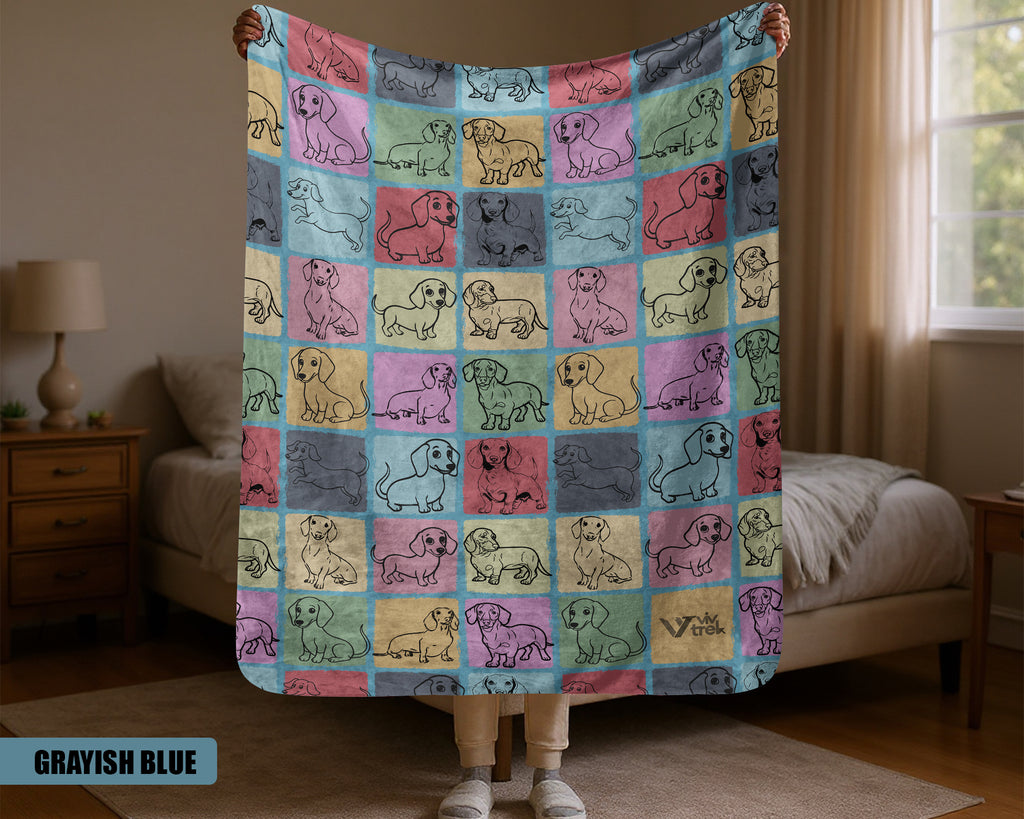 Vintage Dachshund Blanket, Cozy Retro Dog Throw, Unique Gift for Pet Lovers