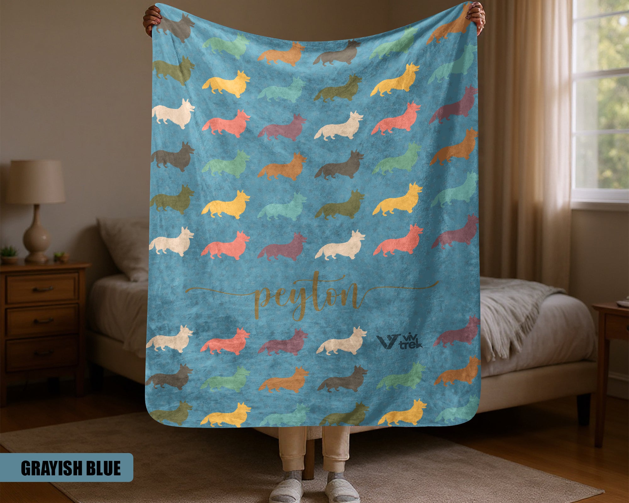 Custom Corgi Dog Blanket - Personalized Name Throw, Cozy Gift Under $50