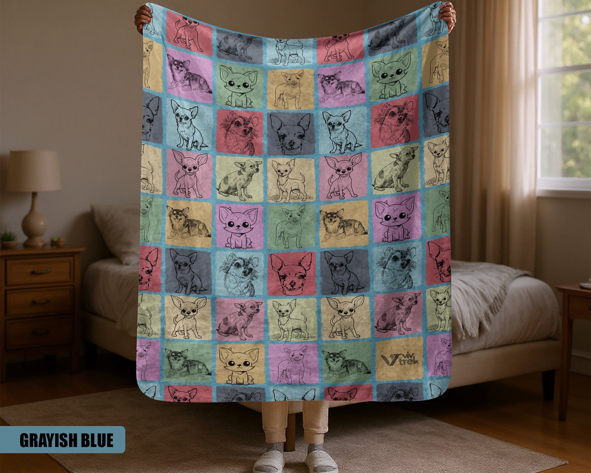 Chihuahua Dog Gift Blanket - Vintage Dog Lover Throw, Cozy Fleece Under $50