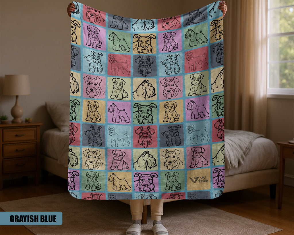 Miniature Schnauzer Dog Blanket - Vintage Dog Lover Throw, Cozy Gift Under $50