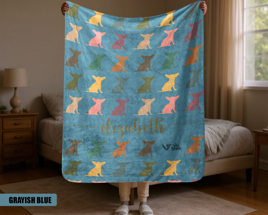 Custom Chihuahua Dog Blanket - Personalized Name Throw, Cozy Gift Under $50