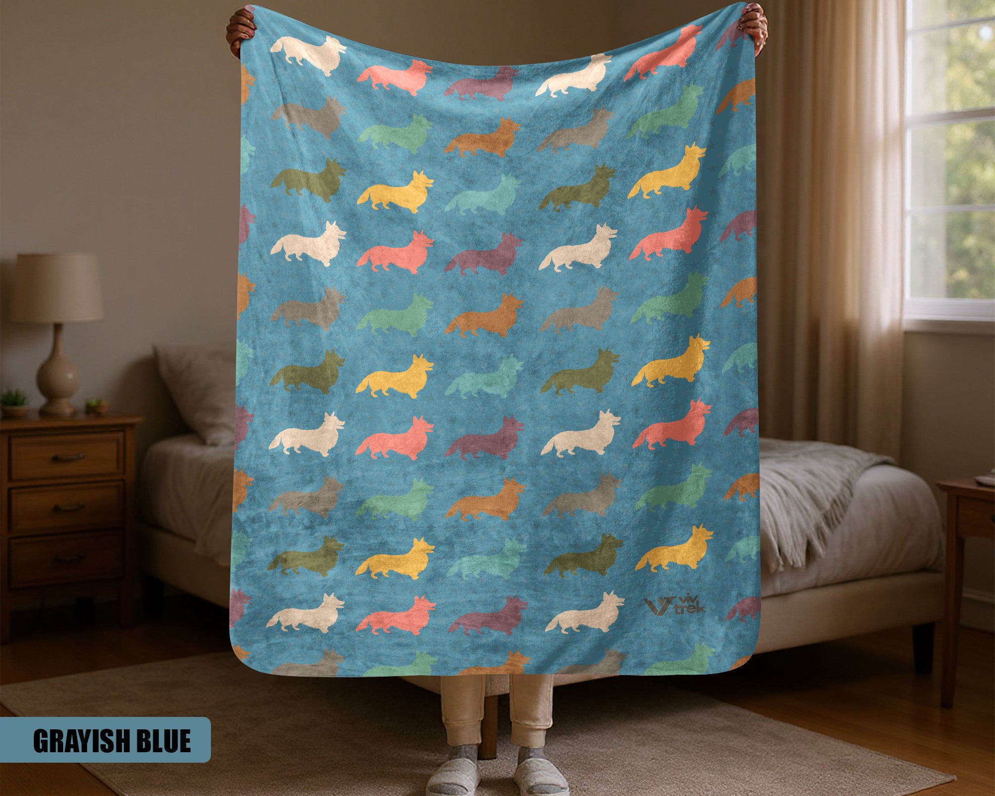 Retro Corgi Dog Blanket, Cozy Fleece Throw Gift for Corgi Lovers & Pet Owners