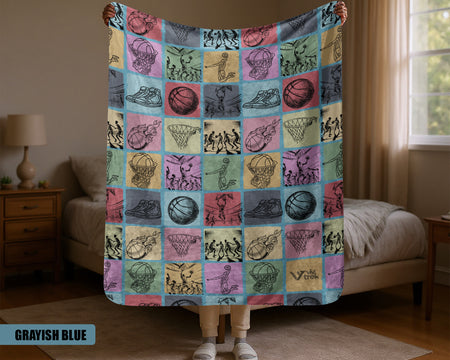Basketball Lover Blanket - Vintage Sports Gift, Retro Throw Under $50