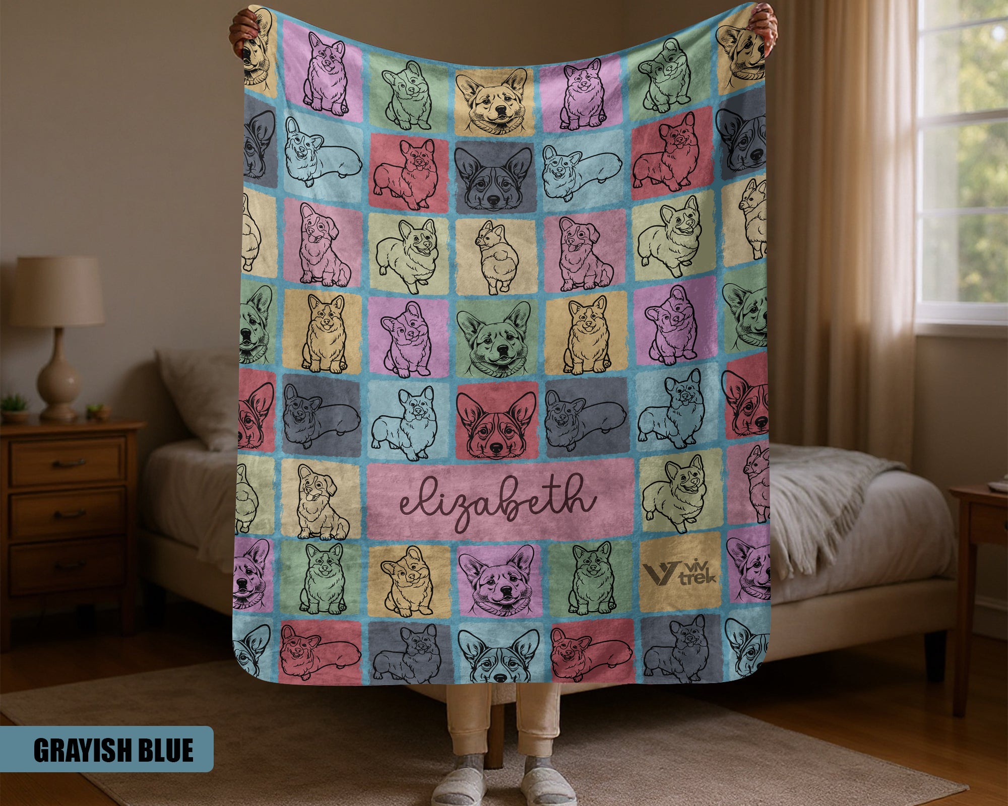 Personalized Corgi Dog Blanket - Custom Name Throw, Cozy Gift Under $50