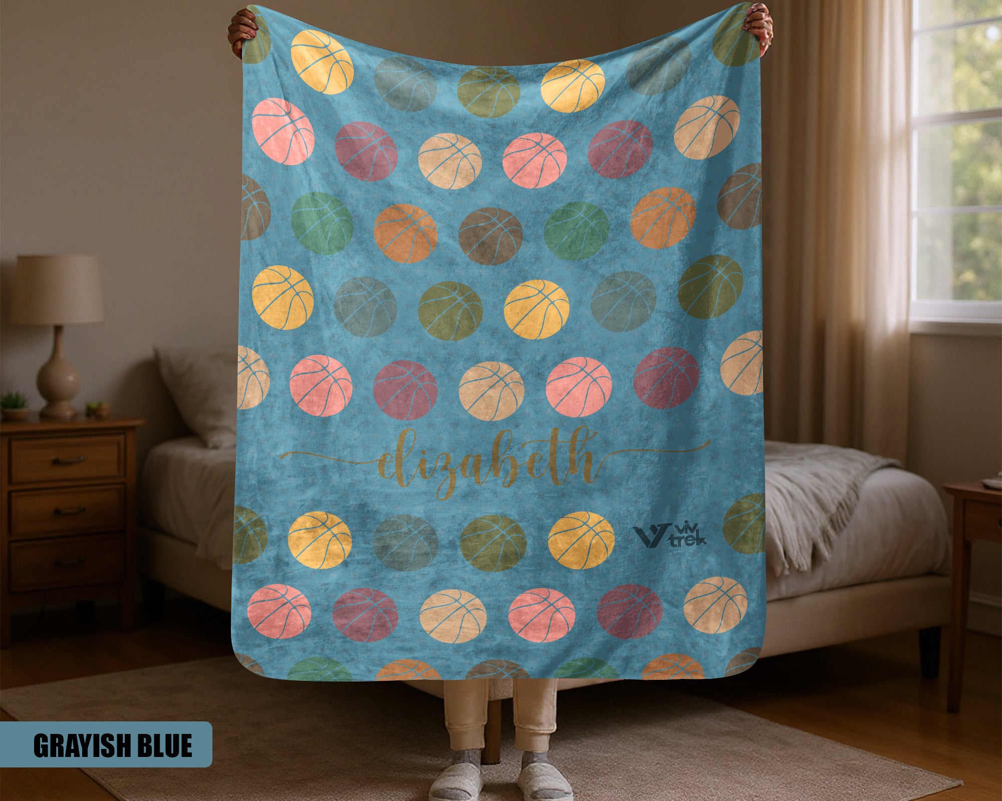 Custom Basketball Blanket - Personalized Name Throw, Vintage Sports Gift Under $50